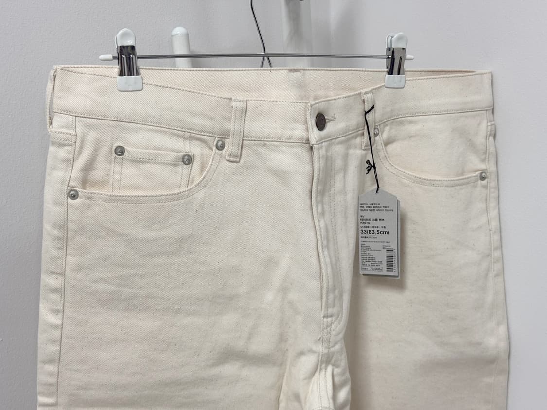 [33~34] 무인양품 LABO 테이퍼드진 크롭 에크루 데님 청바지 상품이미지7