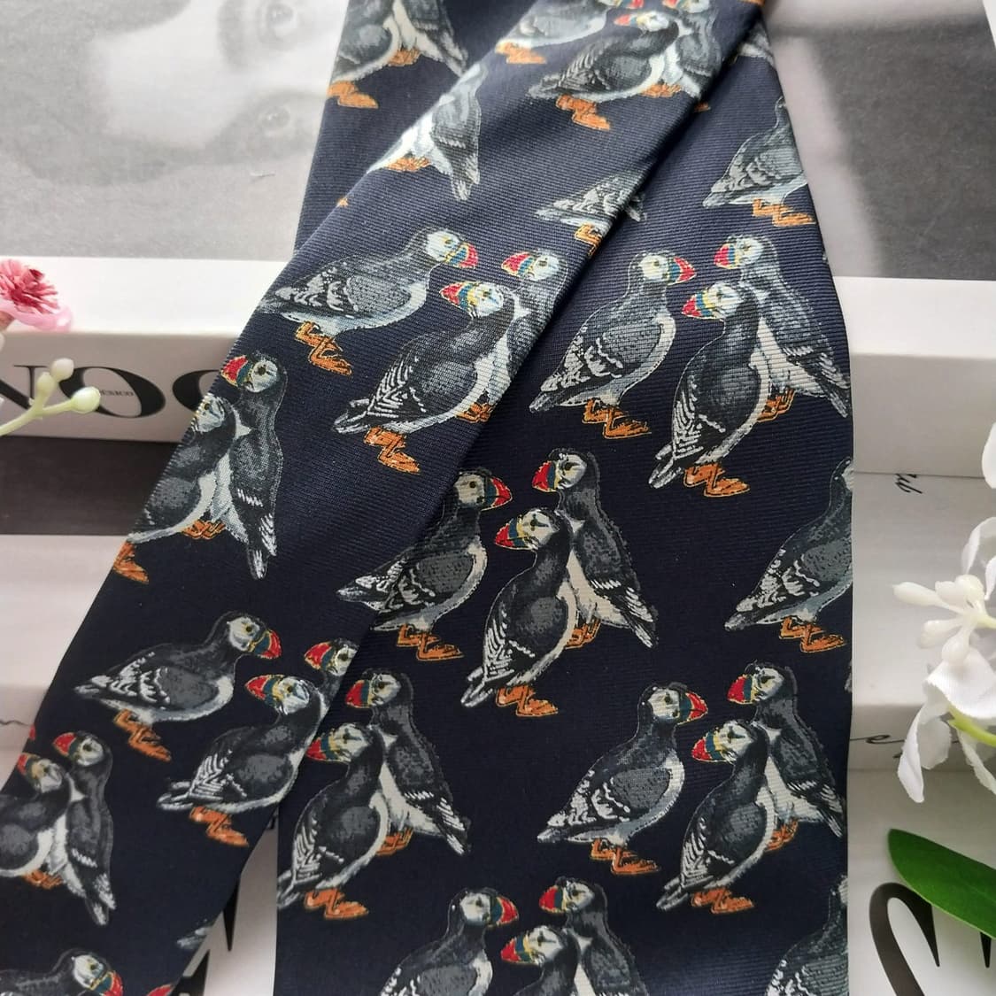 뷰포트 Tie Rack 퍼핀 패턴 넥타이 9.7cm A+등급 K1761 상품이미지5