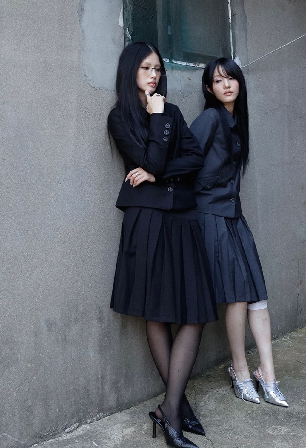 팬시클럽 클래식 자켓 & 플리츠 스커트 그레이 상품이미지1