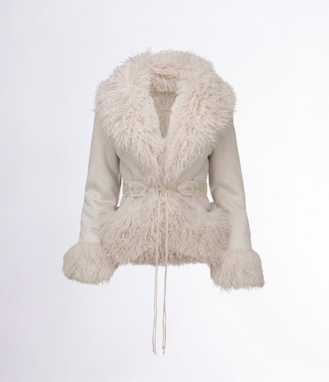 스컬프터 Beaded Faux Fur Robe Dirty White S 상품이미지1