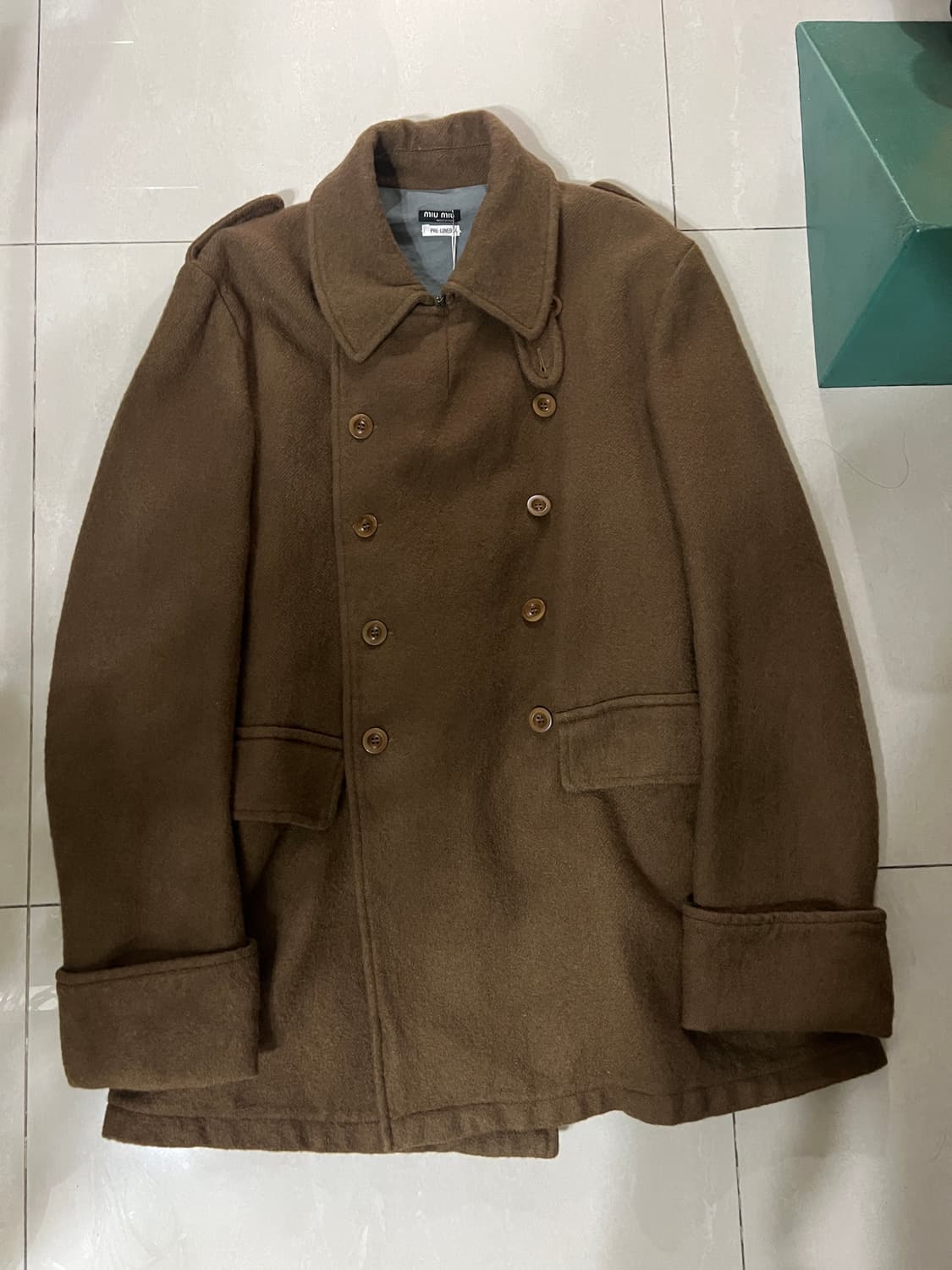 Miu Miu 2000s 남성복 울 밀리터리 더블 브레스티드 코트 상품이미지3