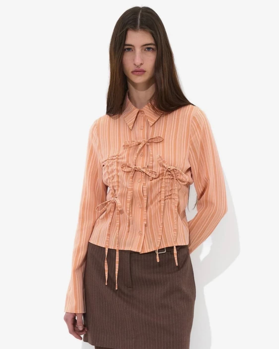 파르티멘토 우먼  리본 스트링 셔츠 상품이미지1
