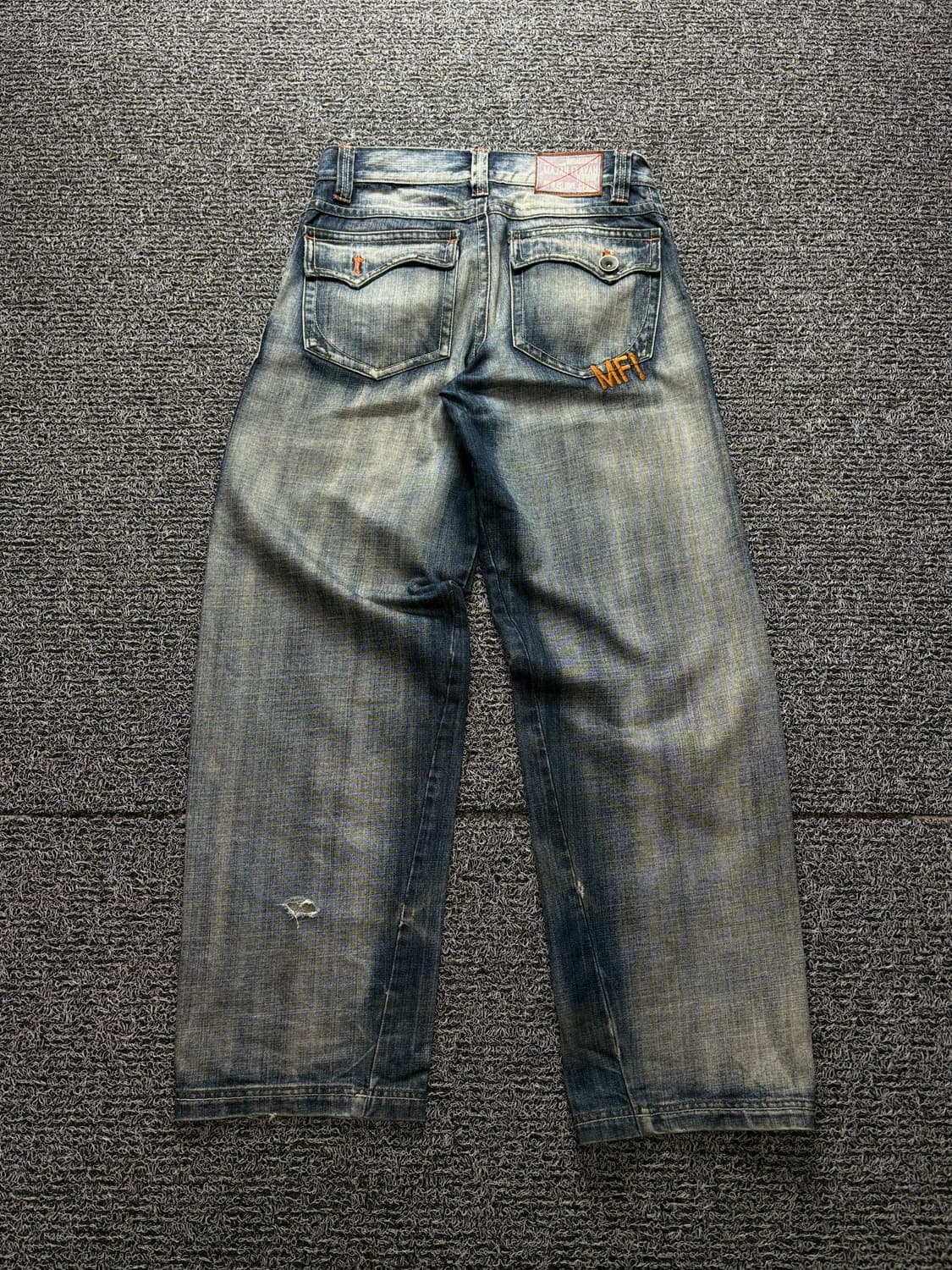 00s 마자플라바 y2k 빈티지 와이드 워싱 커브드 데님 팬츠 1433 상품이미지4