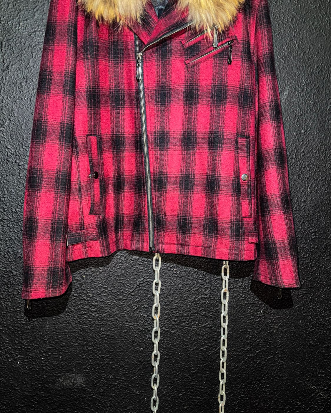 ROUSHATTE – Fur Collar Red Check Riders  상품이미지4