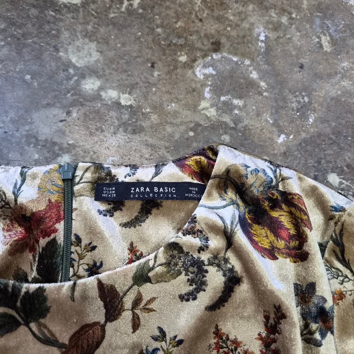 M) ZARA 자라 플라워 패턴 벨로아 원피스 벨벳 원피스 상품이미지3