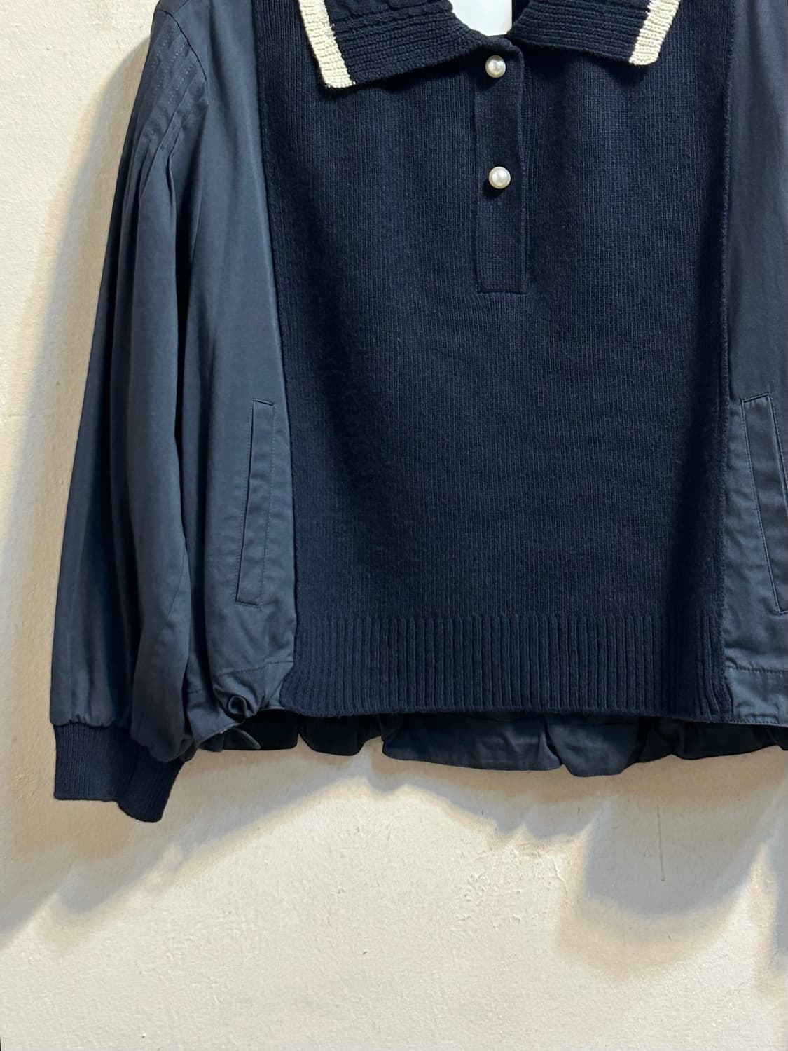 오즈세컨 배색 카라 니트 탑 상품이미지3