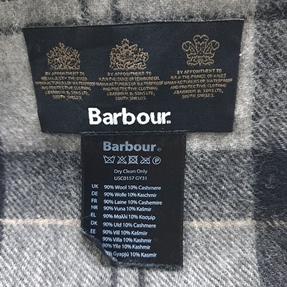 MX470 바버 영국판 울캐시미어 3로얄워런트 그레이타탄 머플러 목도리 상품이미지4