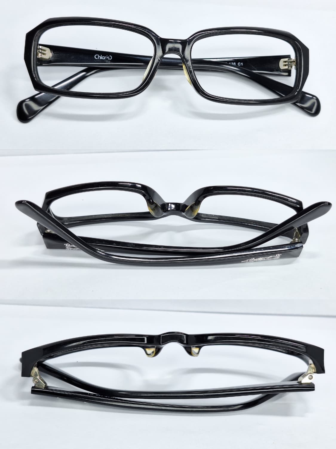 Chloris NWT-0027 54ㅁ16 블랙 실버 데코 뿔테 안경 상품이미지6