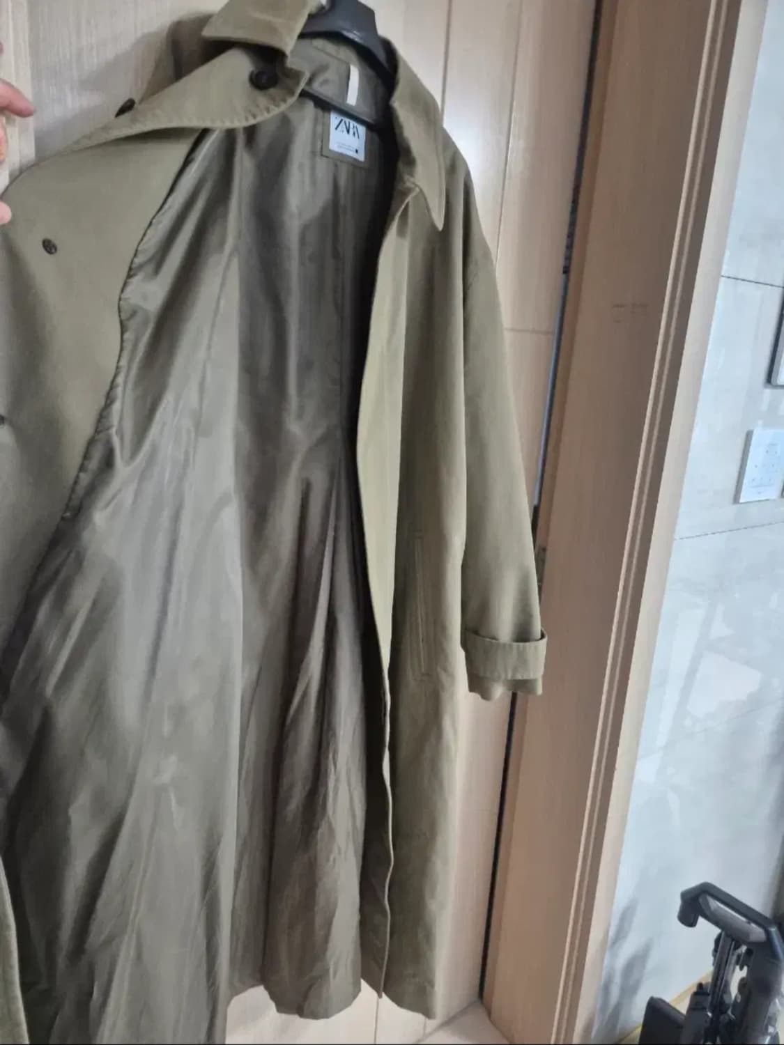 자라 카키색 롱 트렌치 코트 110 xxl 상품이미지2