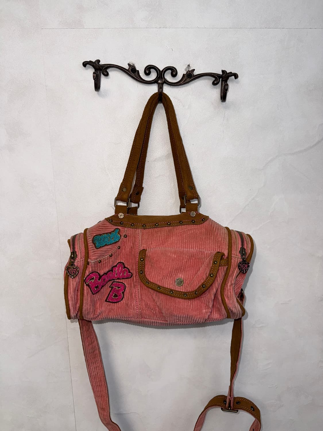 BanilaB pink brown western corduroy 투웨이백 상품이미지2
