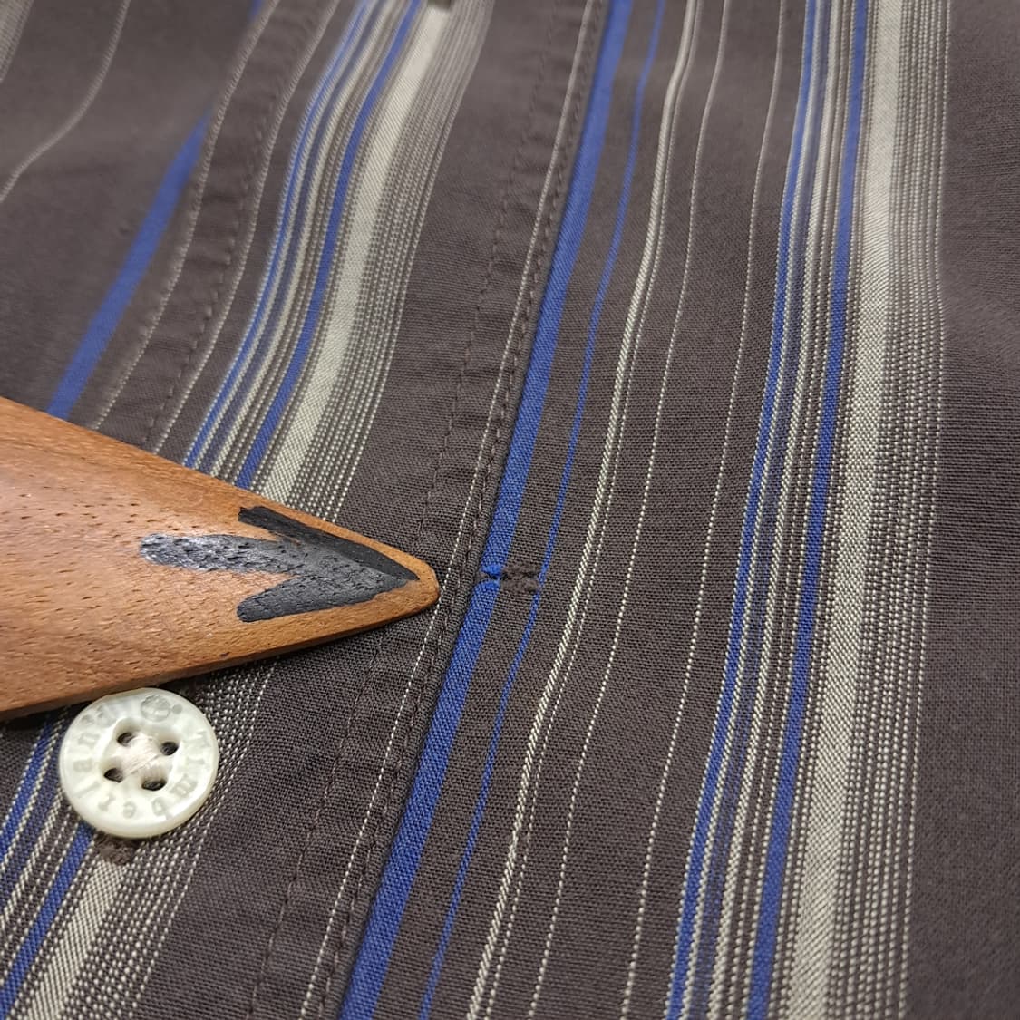 CL494 L 팀버랜드 90s 터키판 코튼 스트라이프 브라운 셔츠 남방 상품이미지6