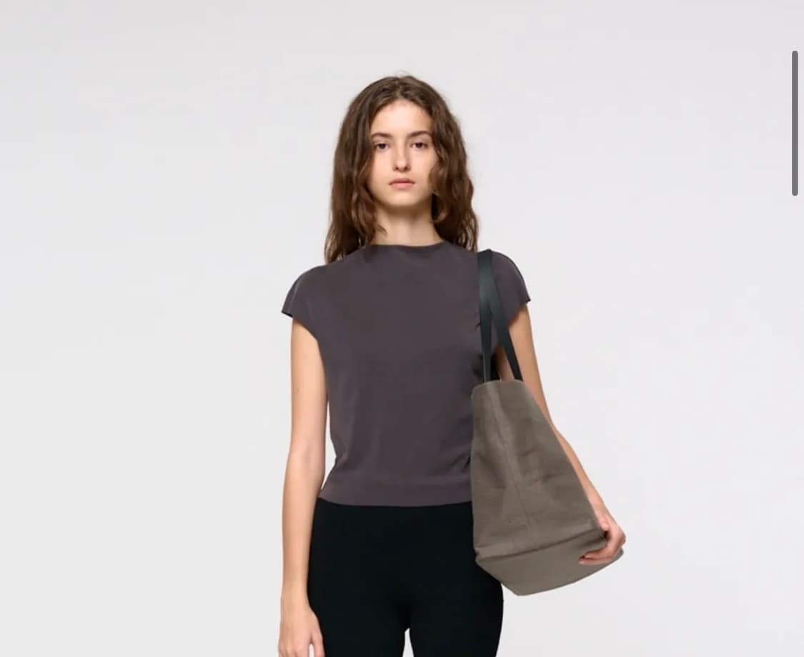 아모멘토 Jersey Mock Neck Top, Charcoal 상품이미지1