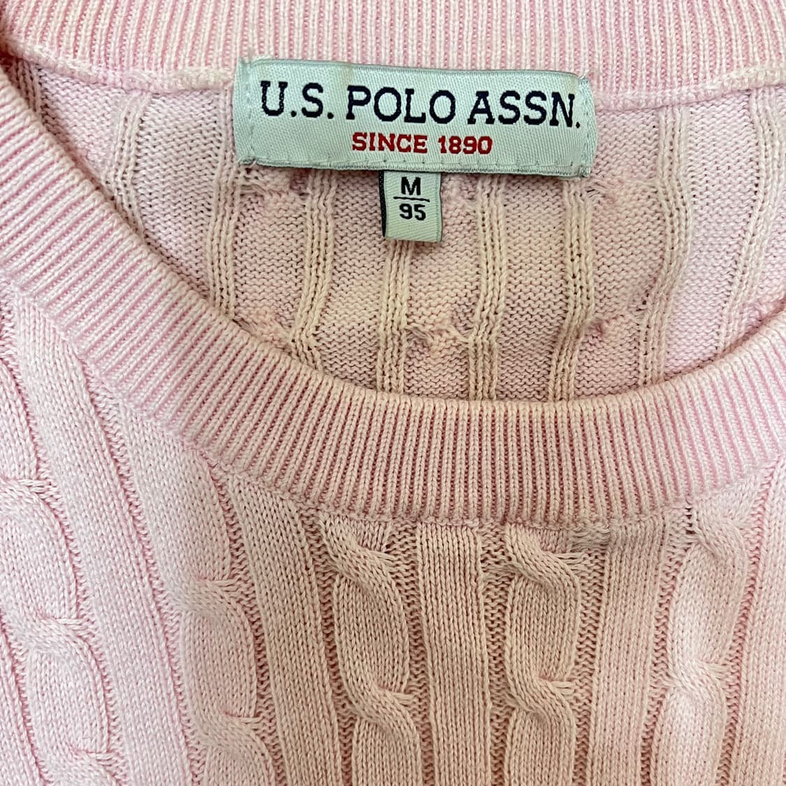 US폴로 여성 꽈배기 자수 로고 케이블 니트 스웨터 M(95) 상품이미지2