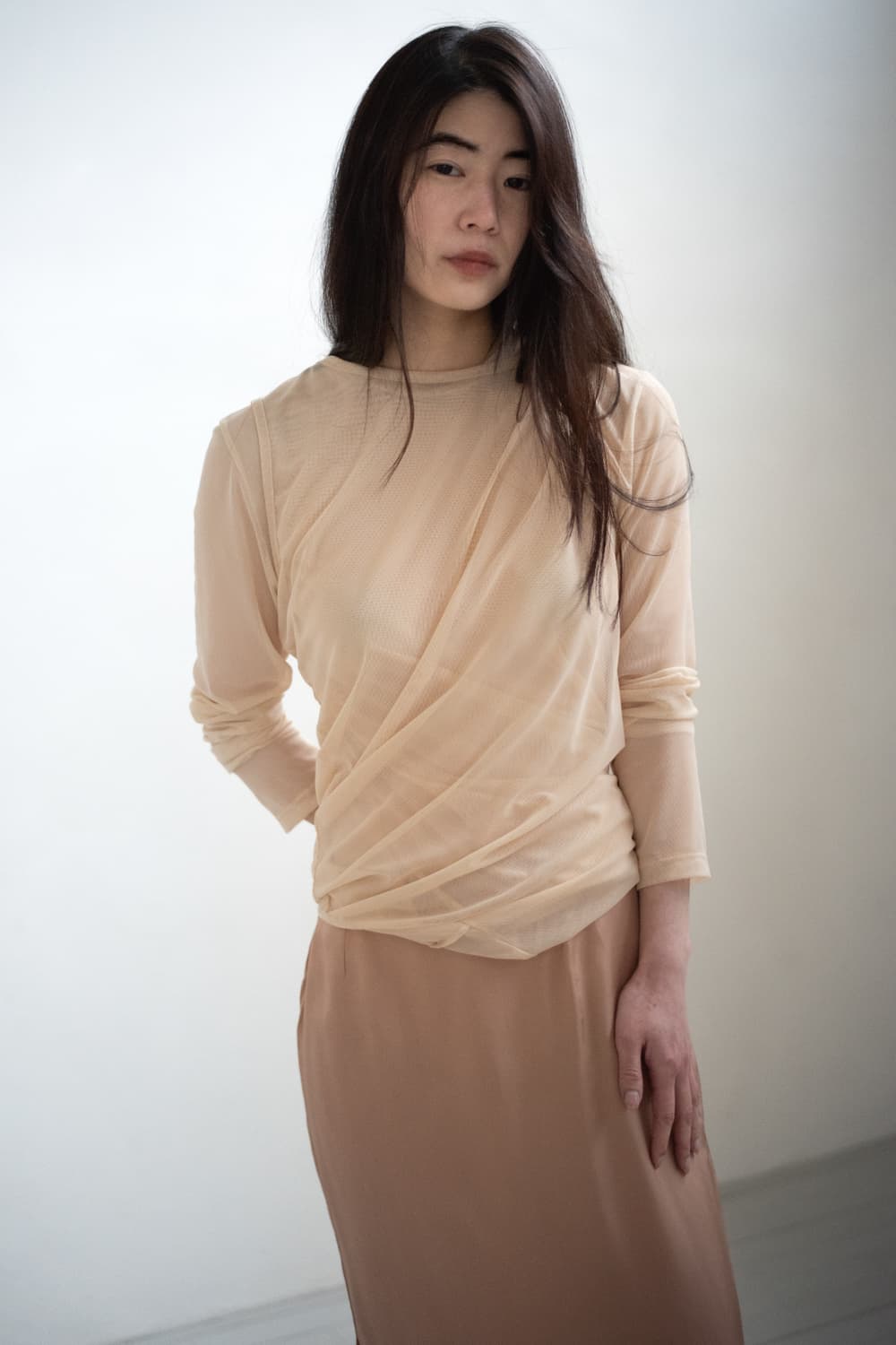 Teak 티크 레이어드 메쉬 탑 mesh top 상품이미지1