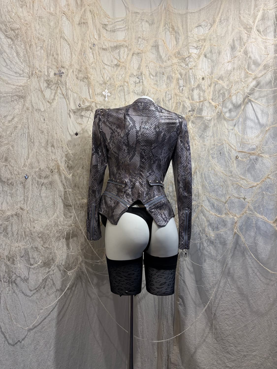 V-kei shalang phyton stud Rider jacket 상품이미지3