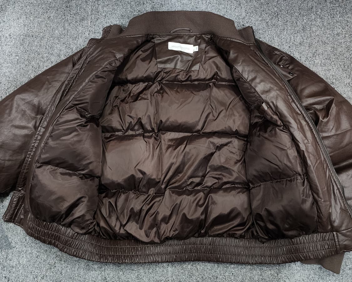 세컨모놀로그 레더 터틀넥 봄버 푸퍼 패딩 L 상품이미지4