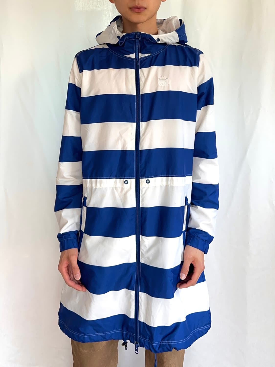 Adidas 블루 스트라이프 롱 후드 집업 상품이미지1