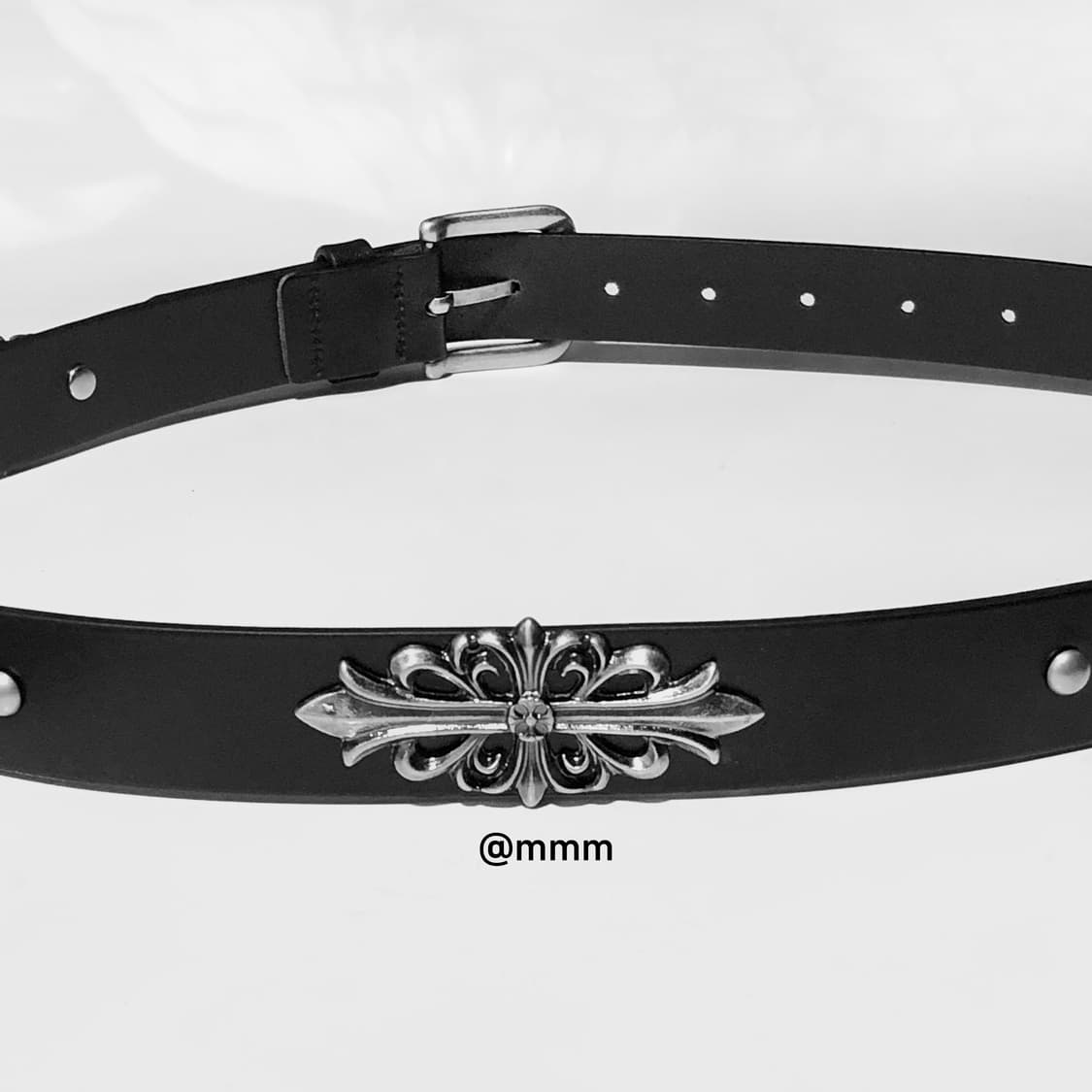 [Unisex] 웨스턴 크롬 장식 가죽 벨트 상품이미지5