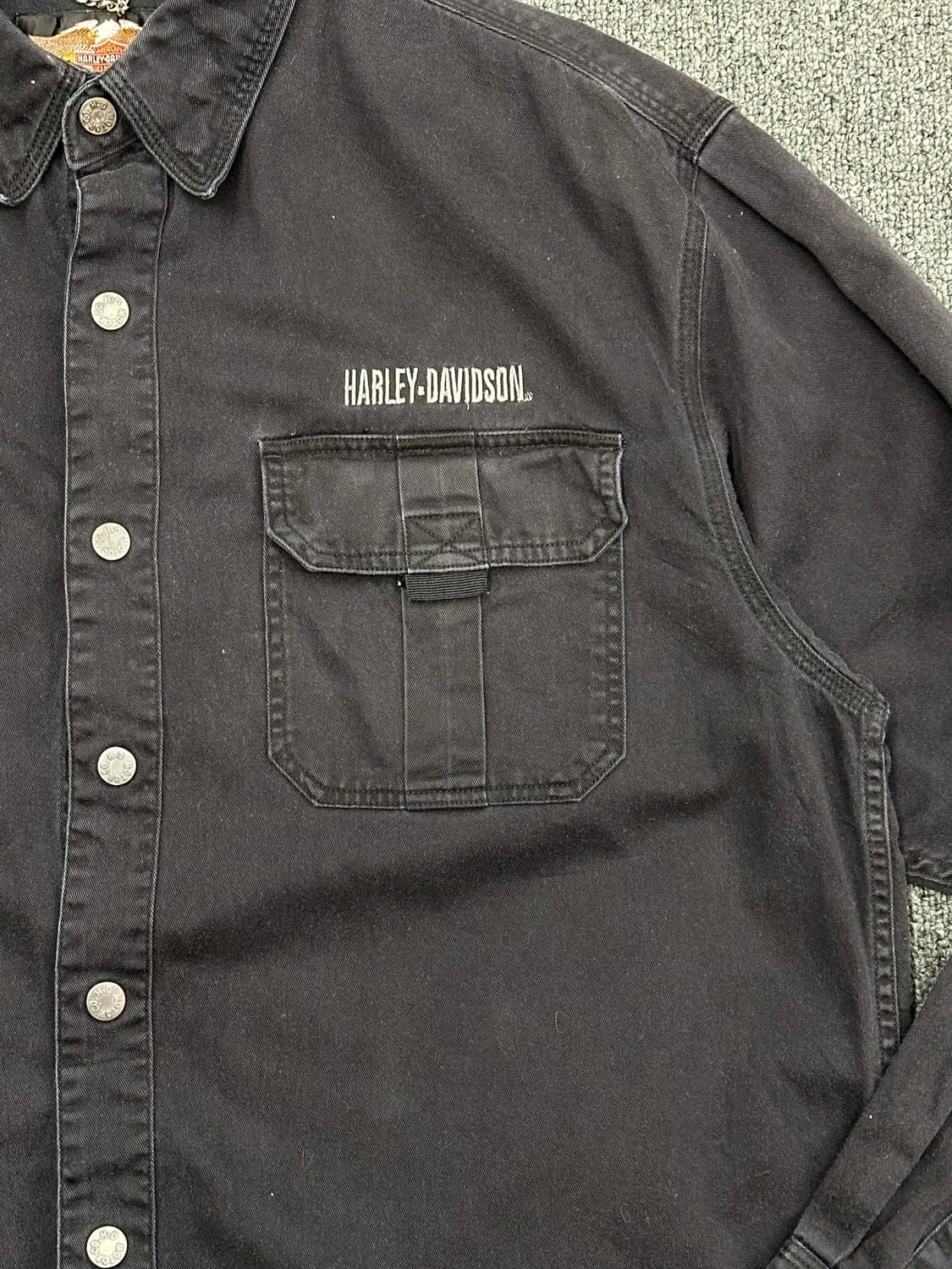 L)할리데이비슨 vintage 블랙 후면 패치 코튼 긴팔셔츠 상품이미지2