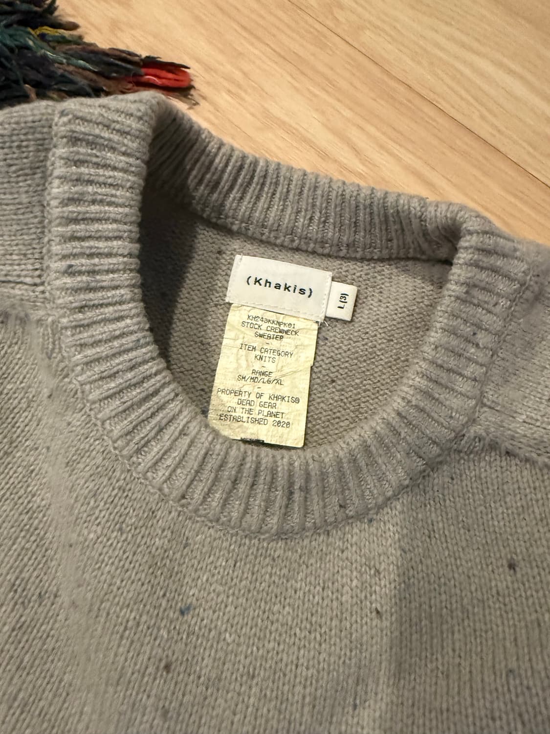 [L] 카키스 울100% 스웨터 니트 그레이 상품이미지2