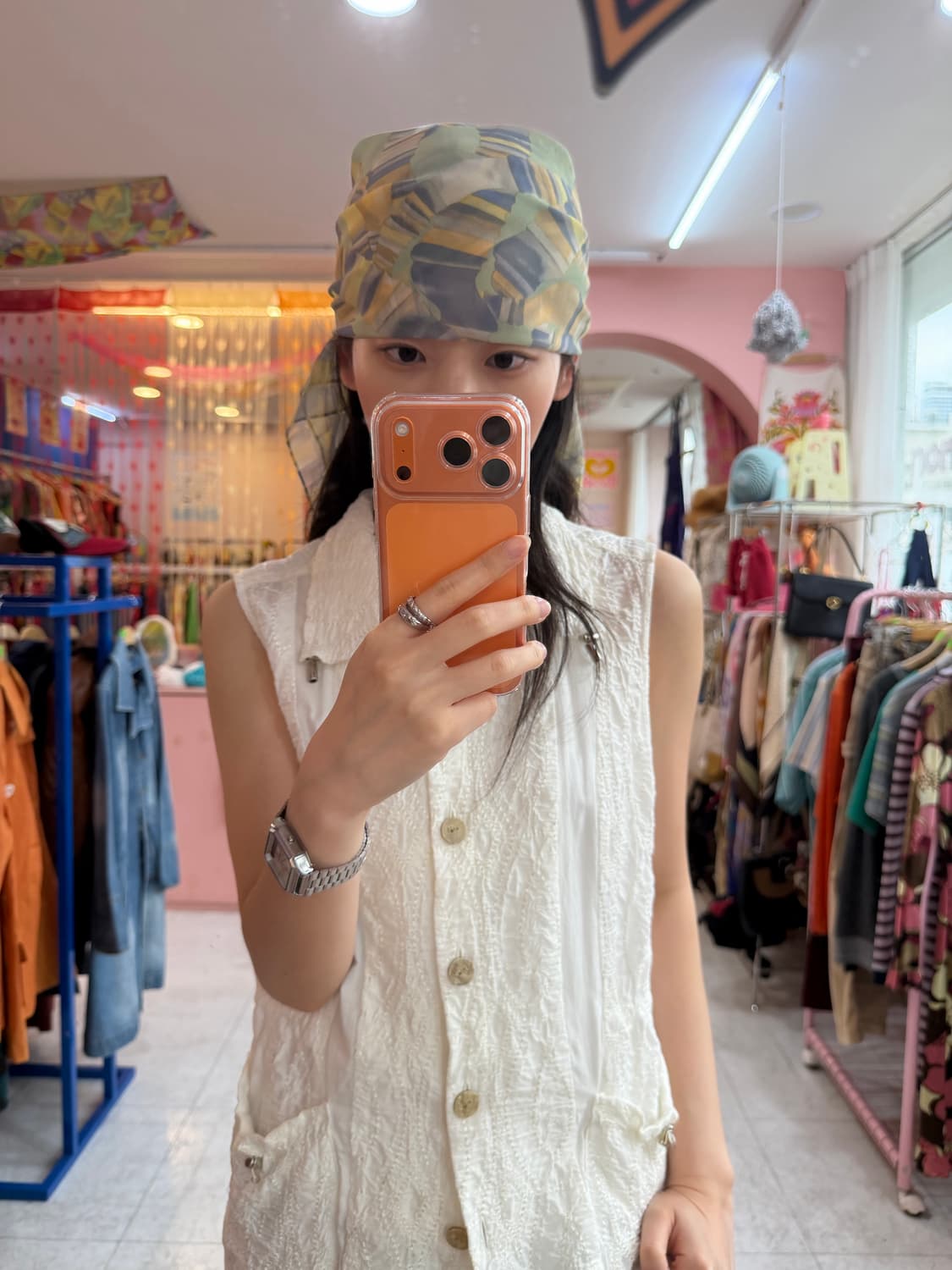 빈티지 파스텔 패턴 스카프 상품이미지1