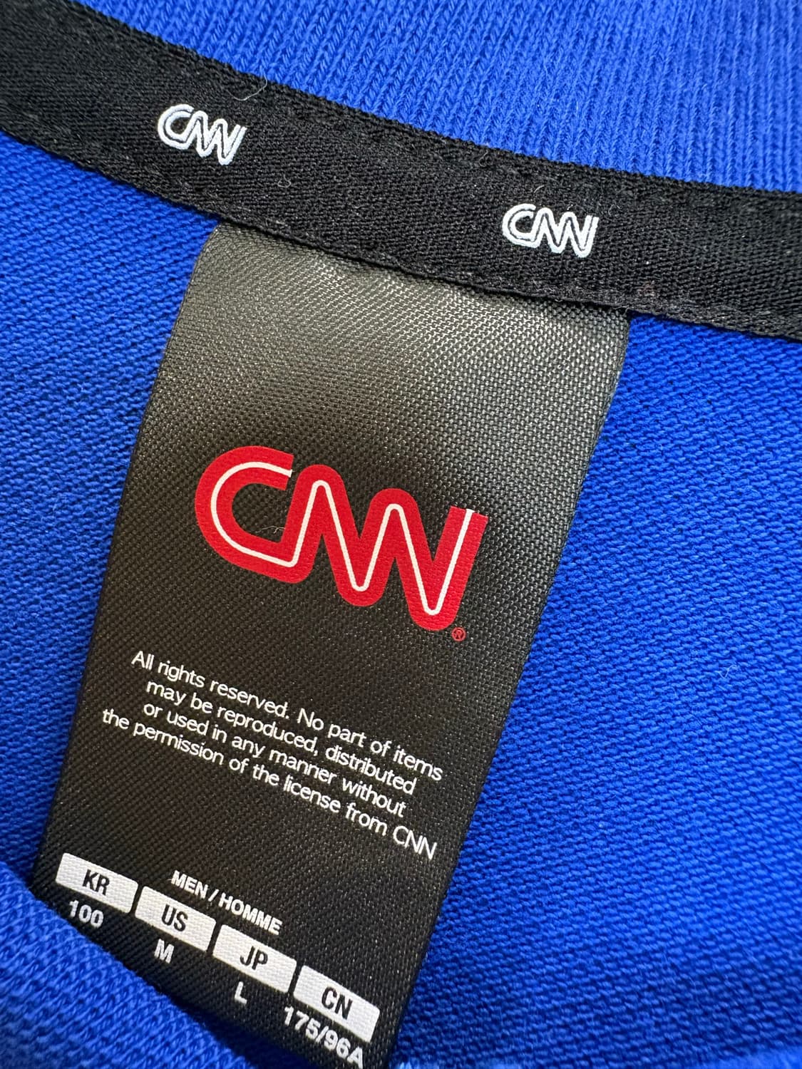 CNN 어패럴 지구본 자수 로고 오버핏 카라티 블루 상품이미지3