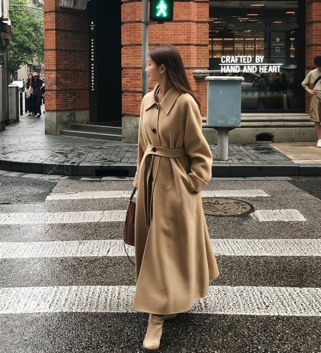 루흐 a17h 카멜베이지 벨티드 캐시미어 코트 상품이미지2