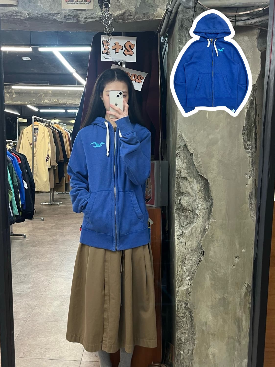 홀리스터 기모 후드집업 블루 XL #csz3476 상품이미지1