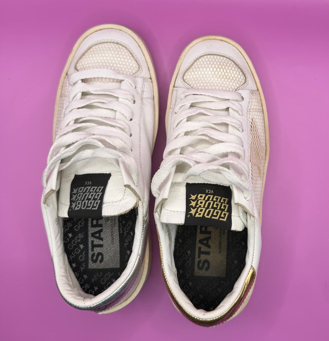 골든구스 스타단 실버/골드 믹스 스니커즈 35사이즈 상품이미지4
