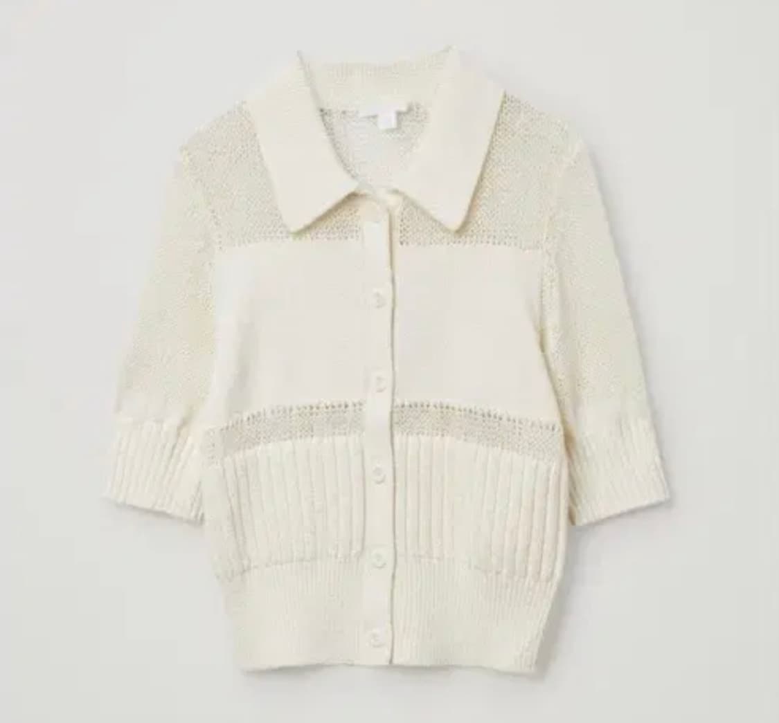 COS 코스 메쉬 여성 반팔 가디건 화이트 상품이미지1