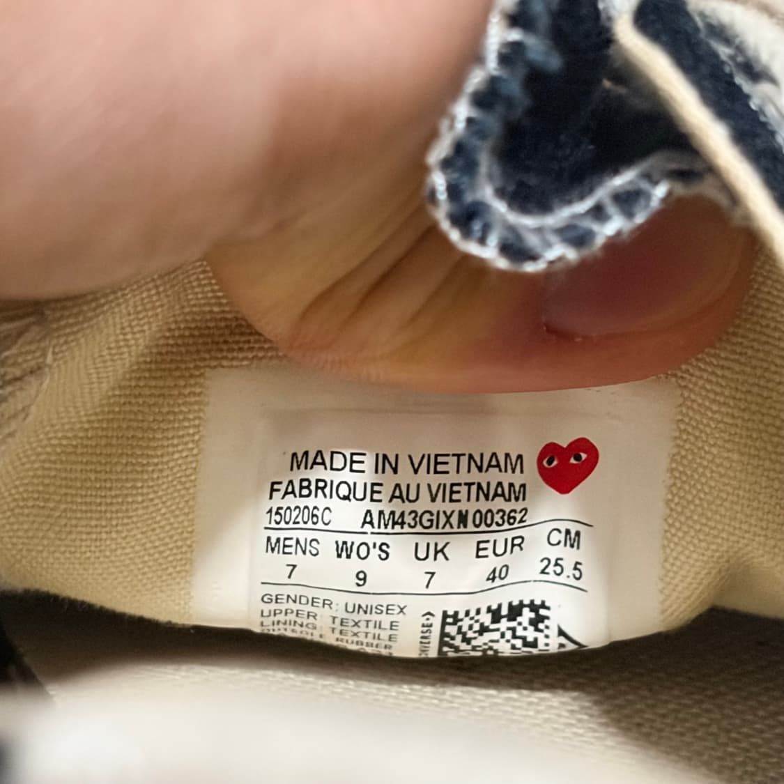 꼼데가르송 컨버스 로우 블랙 255(40) 상품이미지2