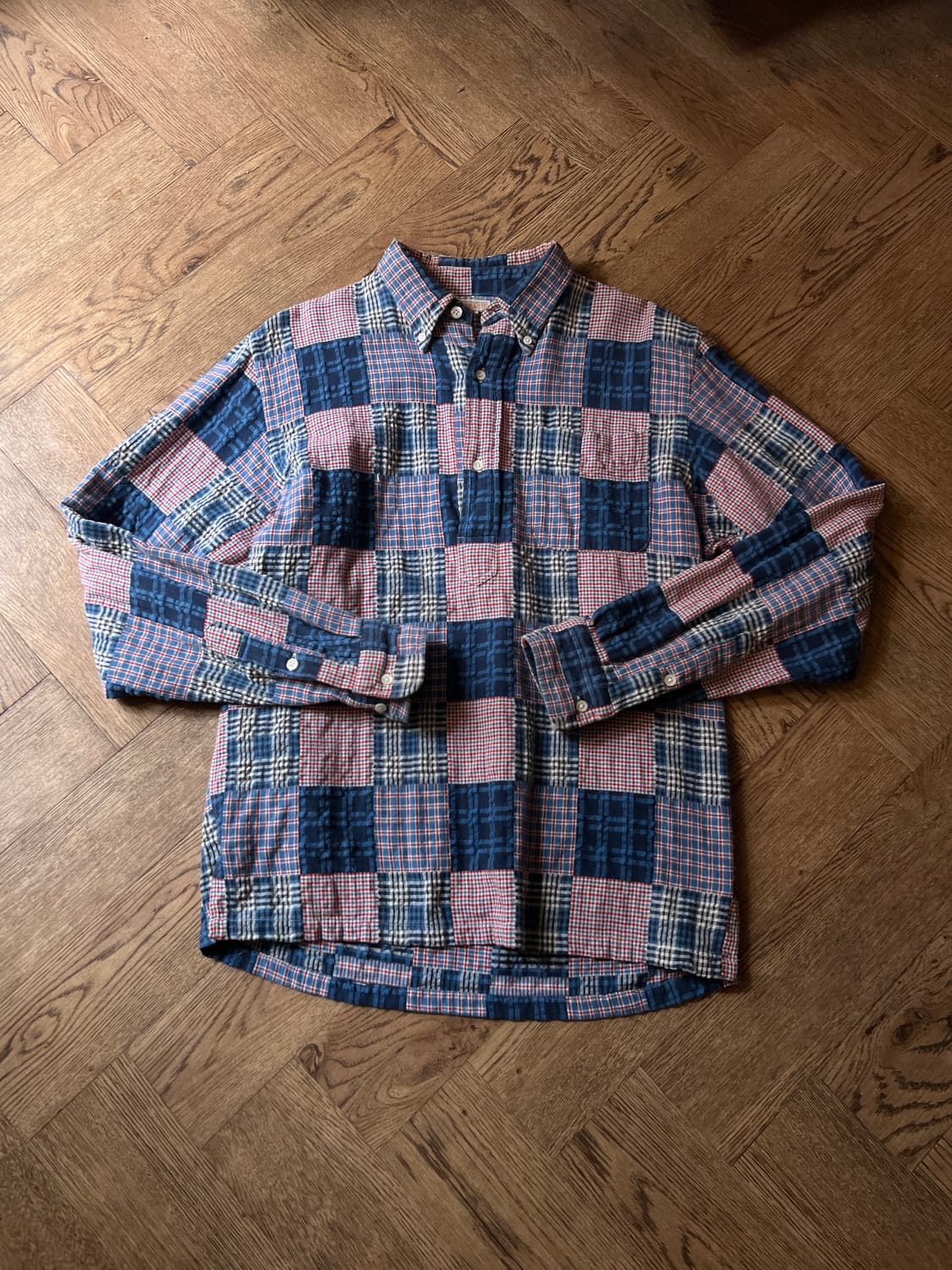 [M]Sugar Cane 슈가케인 빈티지 패치워크 풀오버 체크 셔츠 상품이미지1