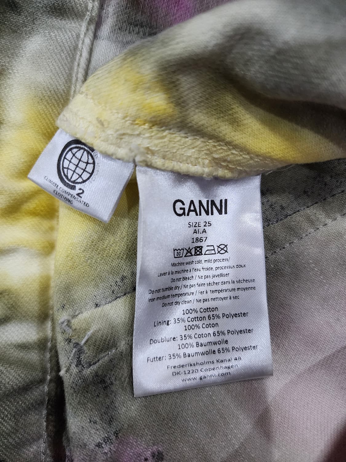 GANNI 가니 멀티 컬러 워시드 타이다이 데님 쇼츠 반바지 25 상품이미지7