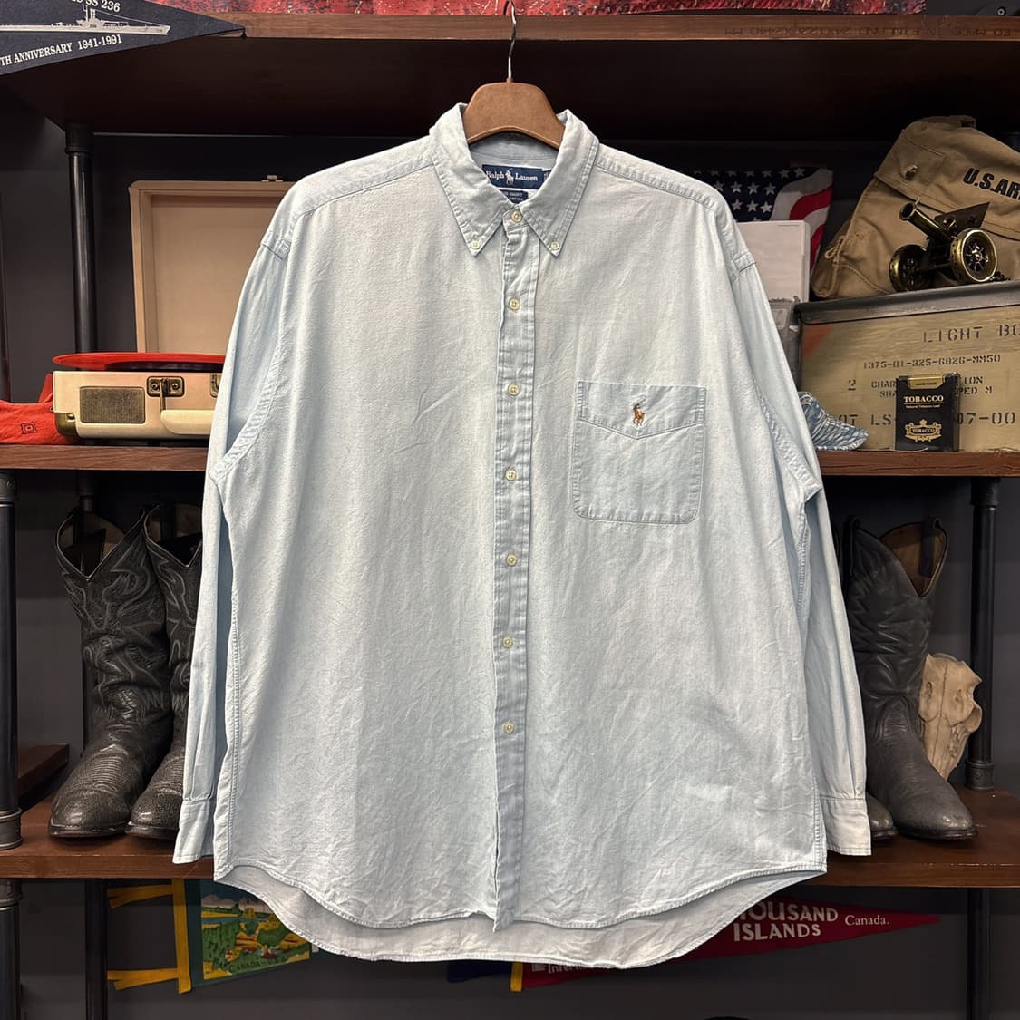 90s 폴로 랄프로렌 Big Shirt 라인 샴브레이 셔츠  N1008 상품이미지1