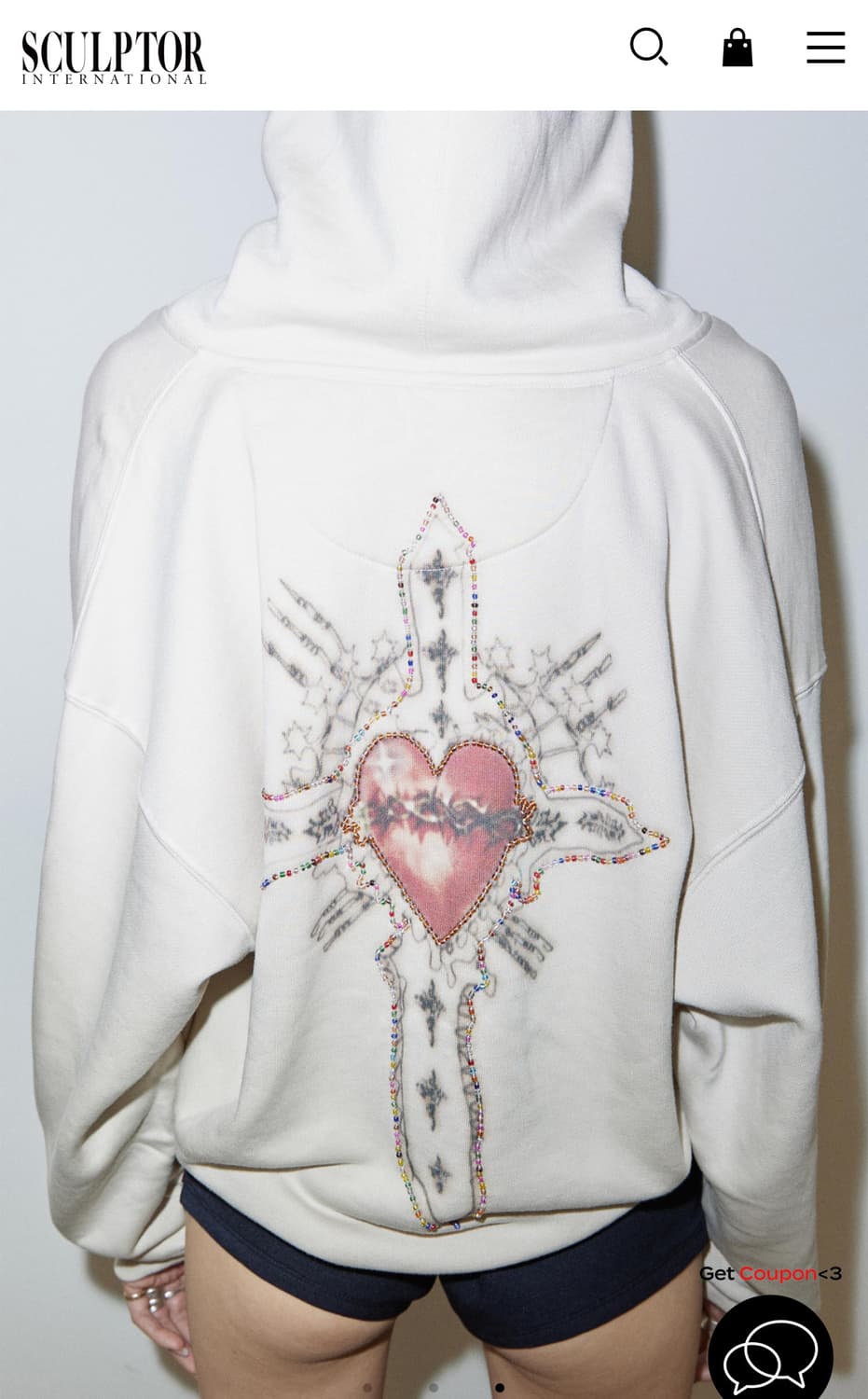 스컬프터 Beaded Saint Hoodie Zip-Up Dirty Wh 상품이미지1