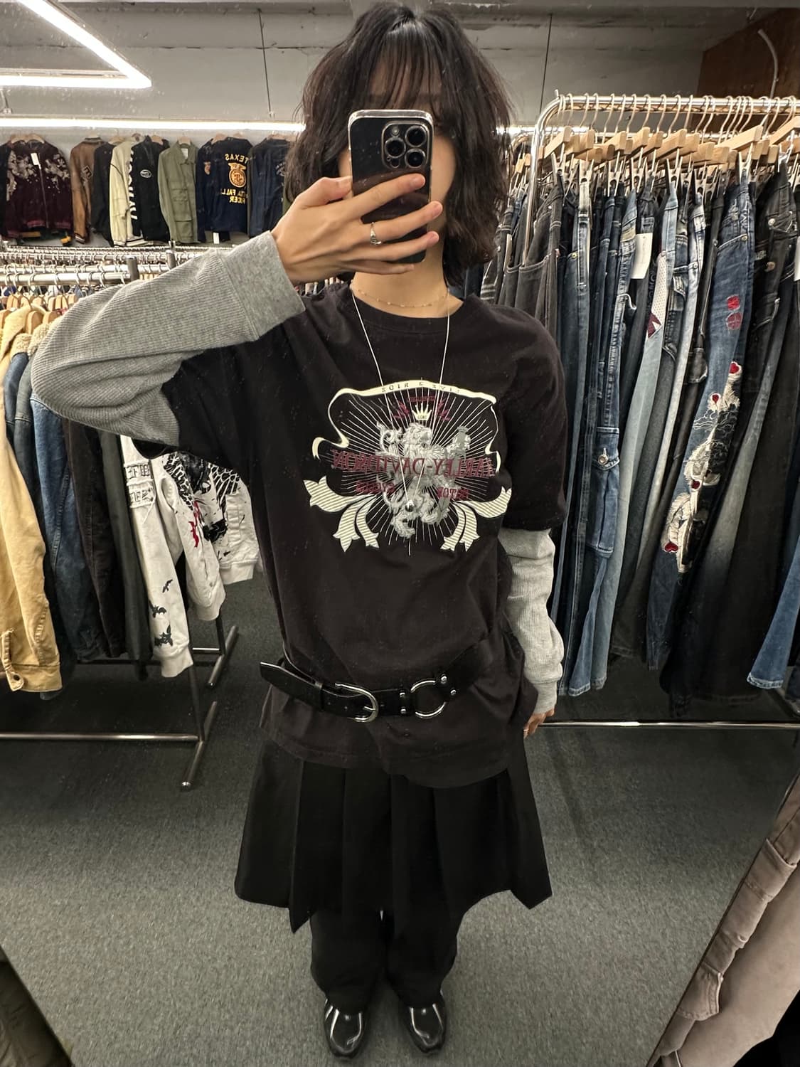 L)할리데이비슨 프린팅 레이어드 롱슬리브 상품이미지1