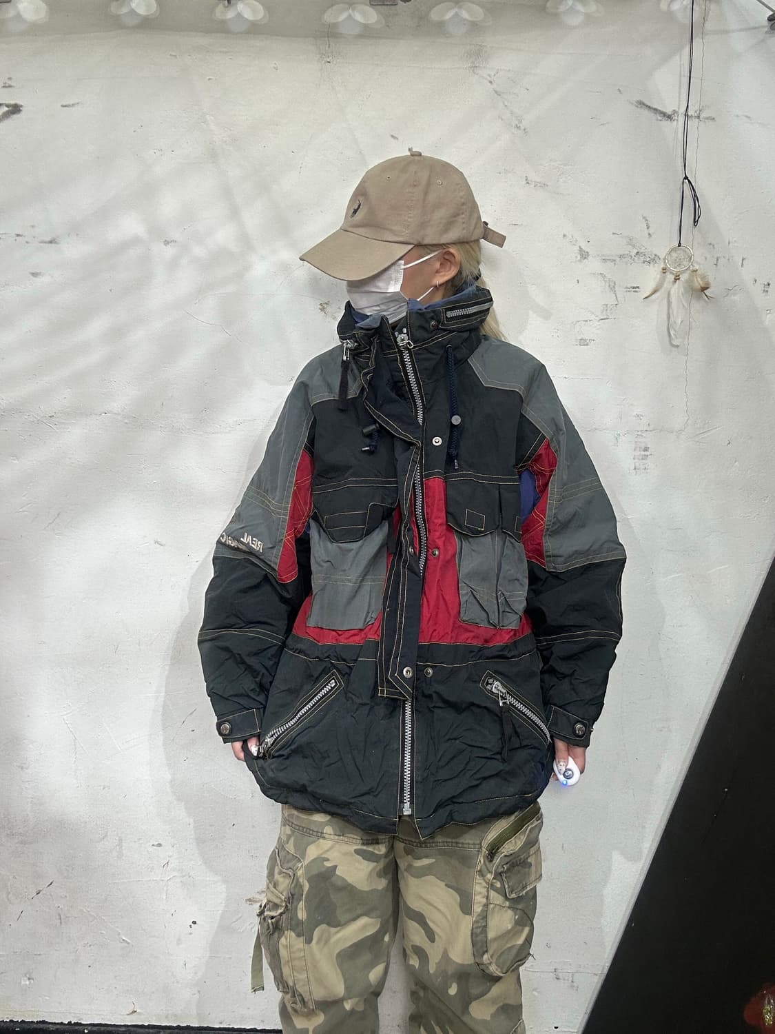 90s 일본 빈티지 블랙 올드스쿨 스키 점퍼 보드 파카 자켓 M 상품이미지2