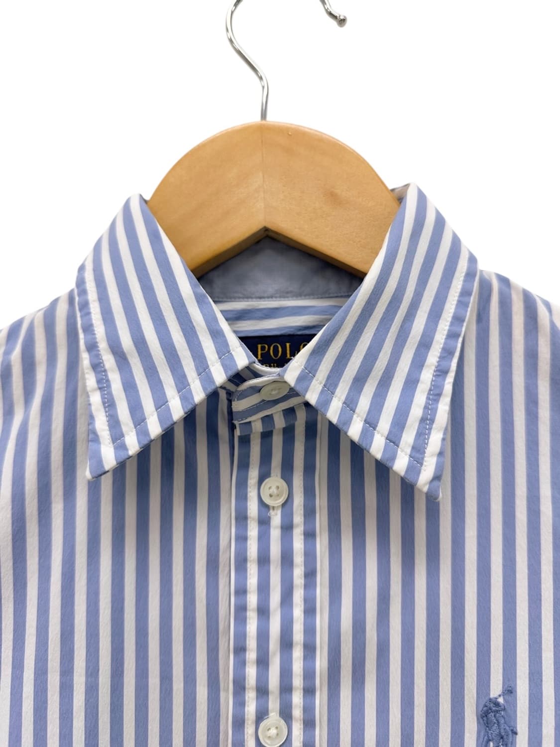 폴로 스트라이프 셔츠 화이트&스카이블루 (0/여성XS)  상품이미지3