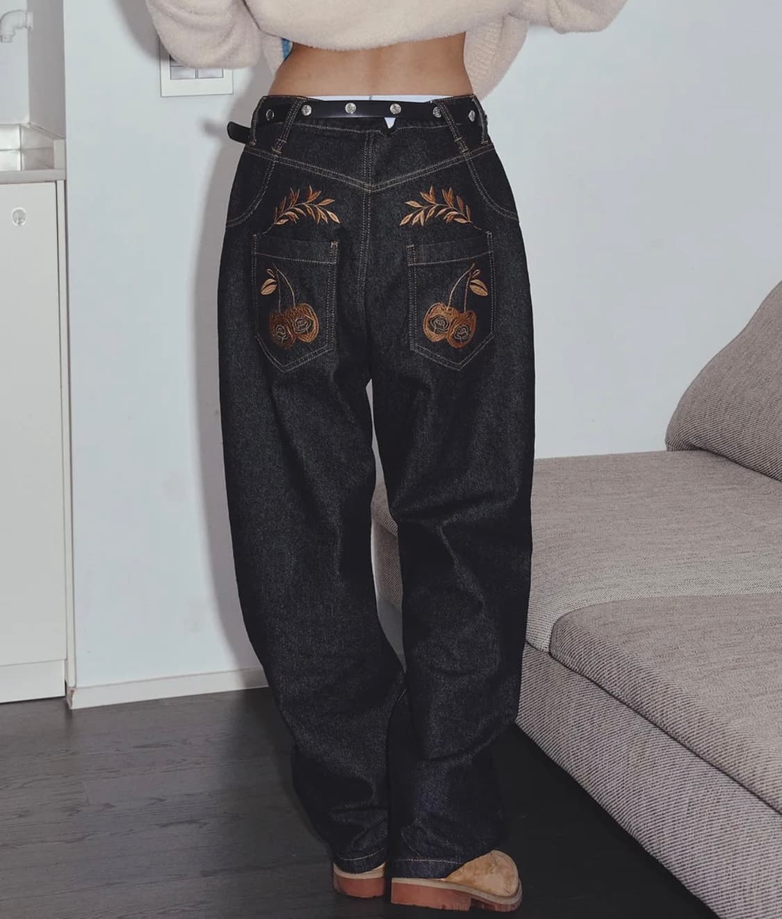 NyxxCHERRY BELL DENIM PANTS BLACK WASHED 상품이미지1