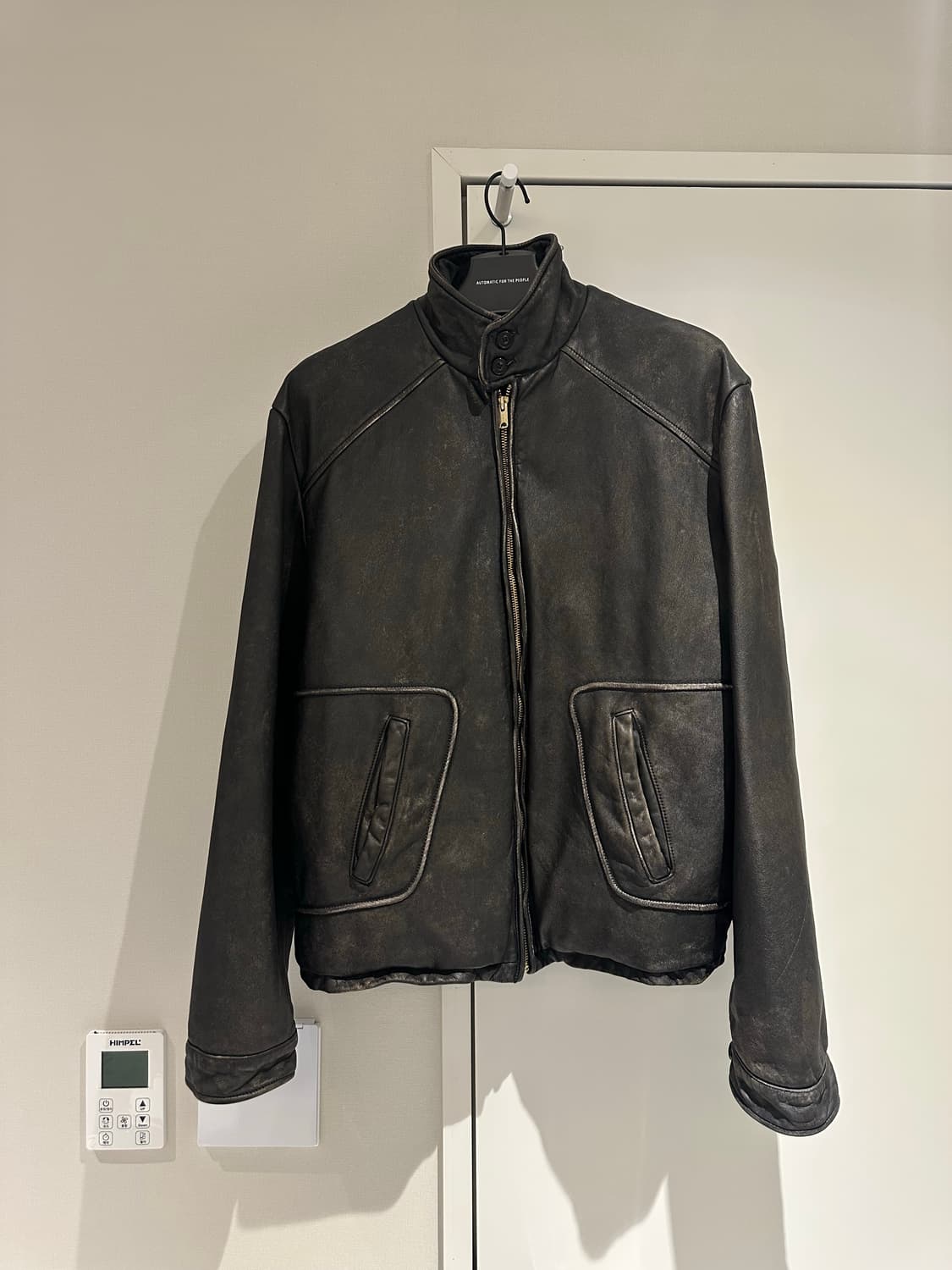 오토매틱포더피플 파이핑 레더 자켓 블랙 상품이미지2