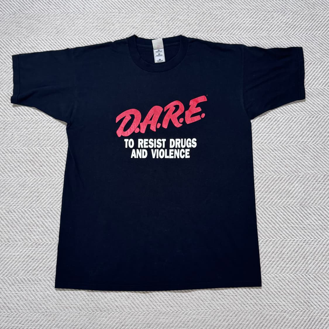 (XL) 90s 빈티지 DARE 블랙 티셔츠 후룻 상품이미지1