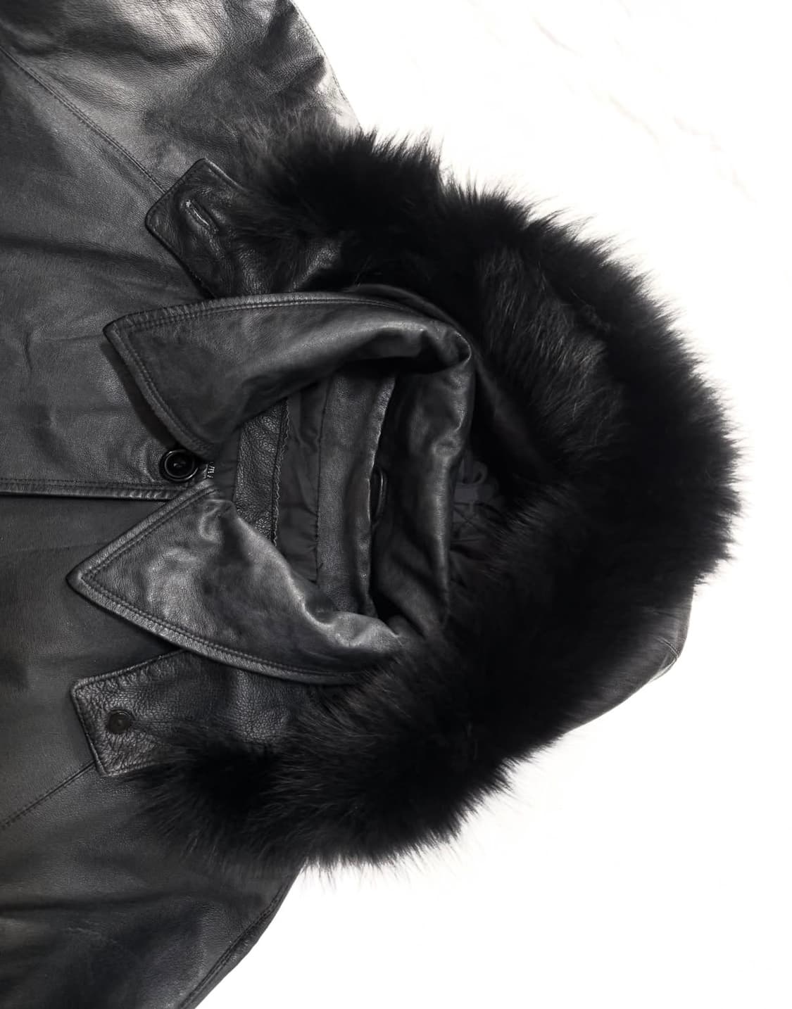 Lart Vivant - 후디드 퍼 레더 코트 상품이미지4