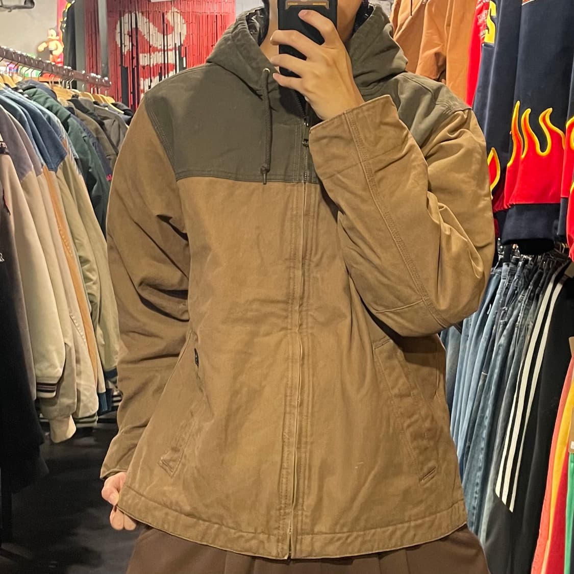 [IM] Vtg 베이지 카키 투톤 후드 워크자켓 상품이미지2