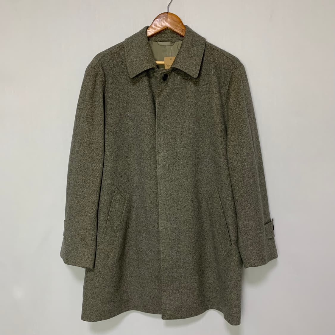 빈티지 캐시미어 100% 킨록 앤더슨 하프코트 베이지 그레이 s 상품이미지2