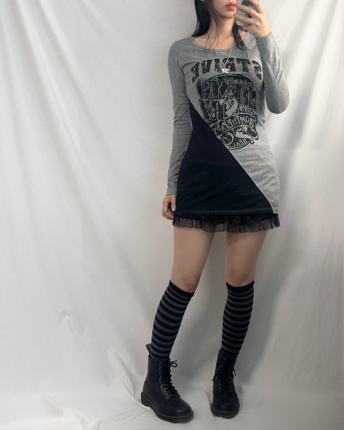 (미사용)레오파드 패턴 / 레터링 프린티드 2pcs 레이어드 세트 상품이미지5