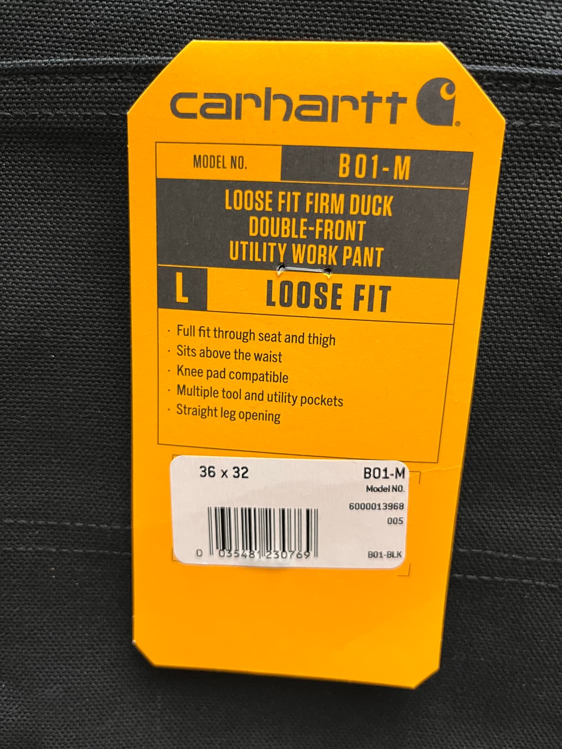 [새상품/택포함] 칼하트 B01 더블니 워크 팬츠 블랙 (36x32) 루 상품이미지3