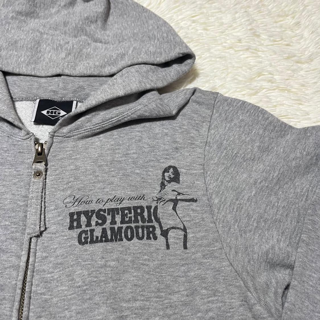 히스테릭 글래머 로고 자수 그레이 후드 집업 상품이미지4