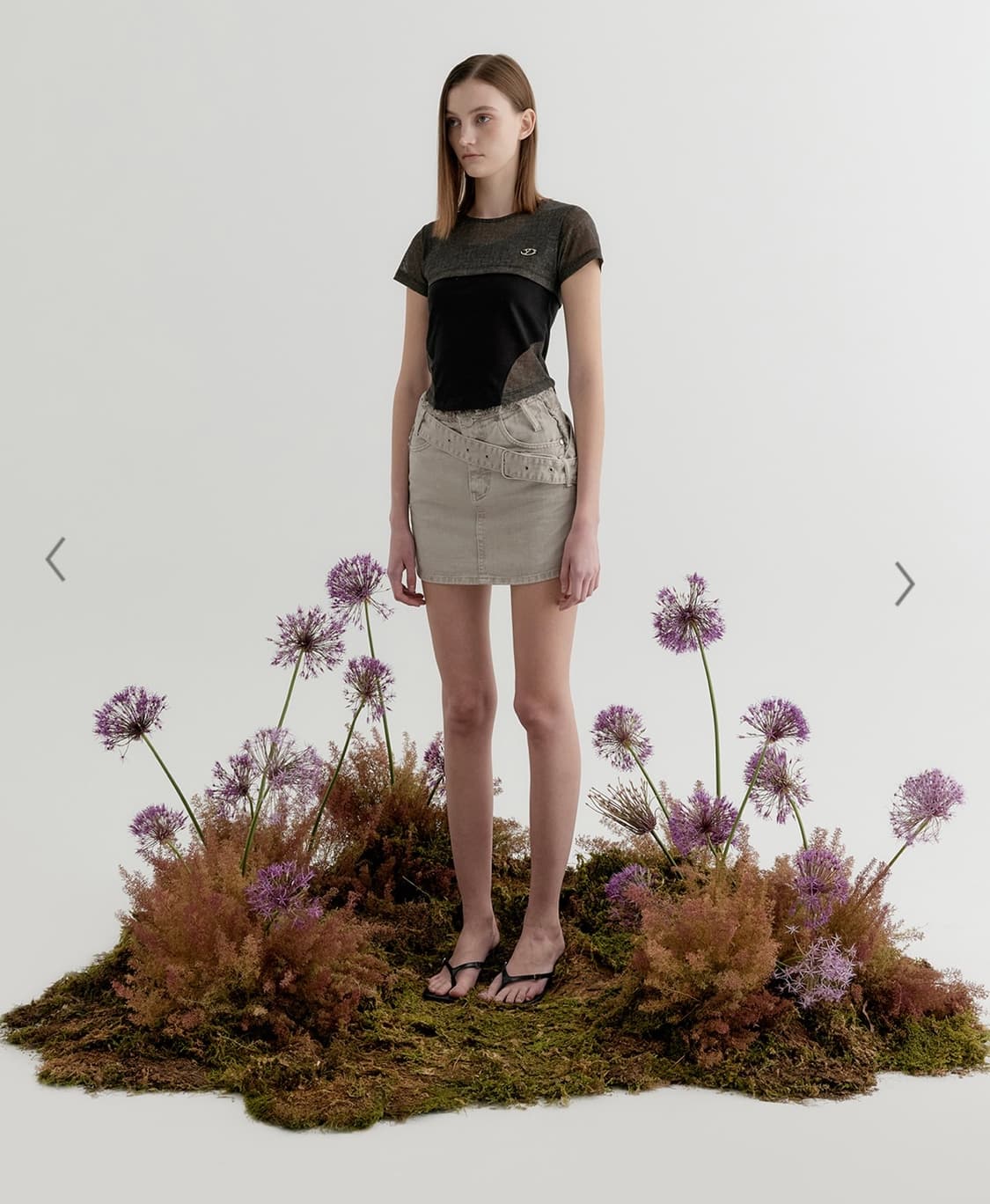 BELTED ROUGH CUTTING DENIM MINI SKIRT 상품이미지2