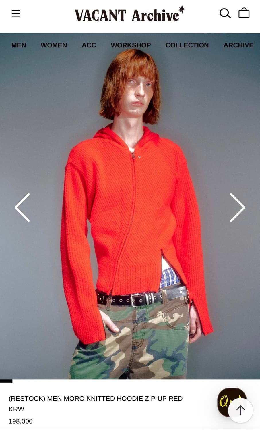 [L] 베이컨트 아카이브 니트 후드집업 레드 상품이미지1