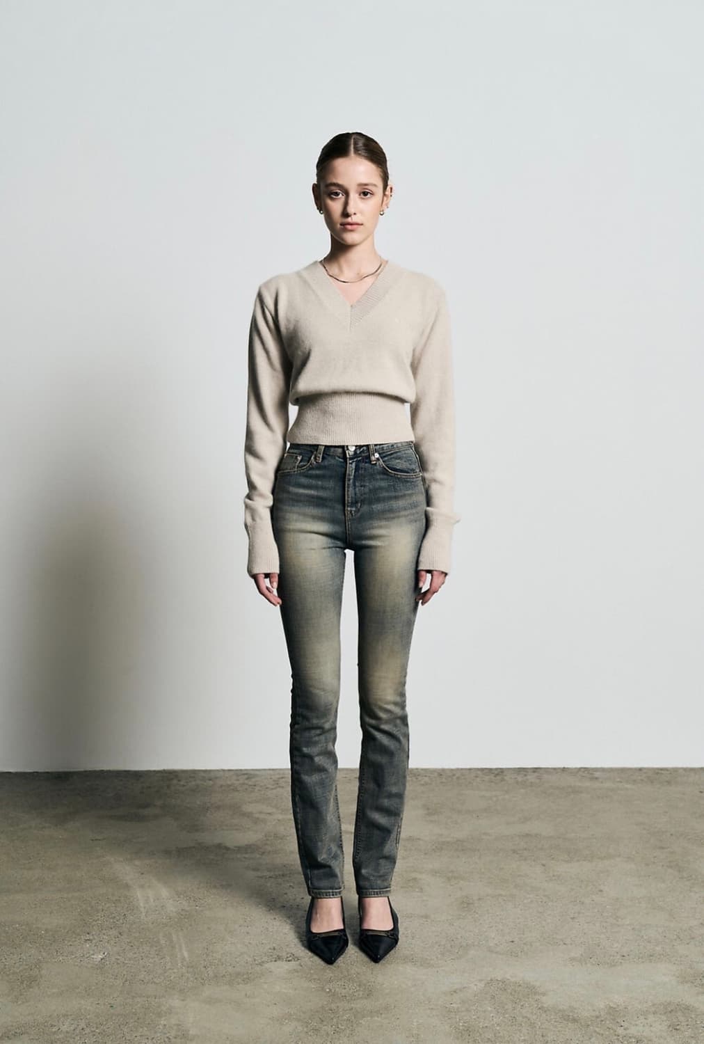 하이웨스트 스트레이트 핏 진 블루 상품이미지2